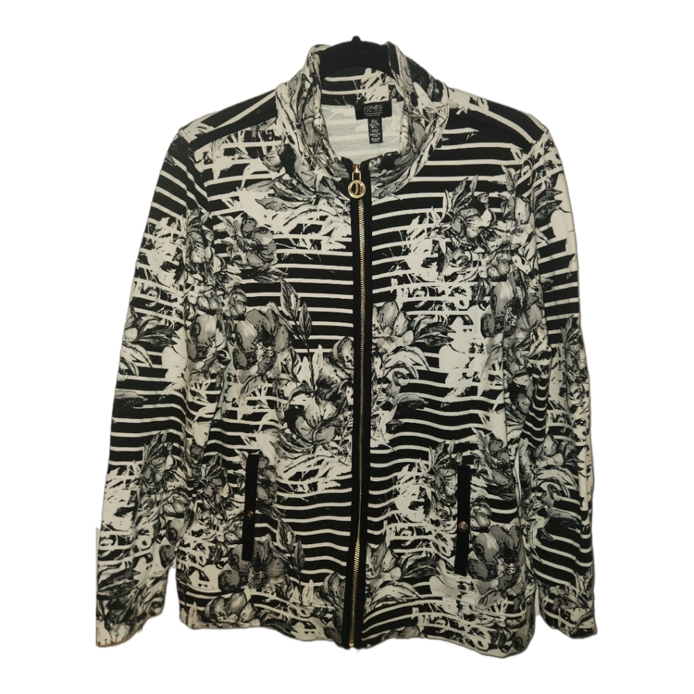 Jone New York Chic Black and White Floral Jacket